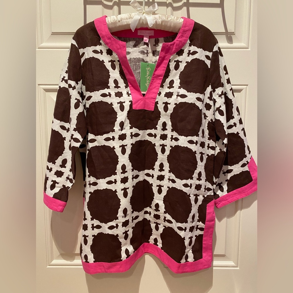 Lilly Pulitzer Pink and Brown Patterned Top